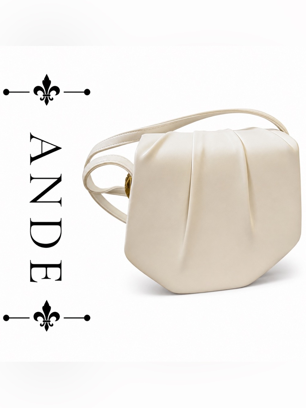 Ande Structured Ivory Shoulder Bag Modern Minimalist Statement Handbag